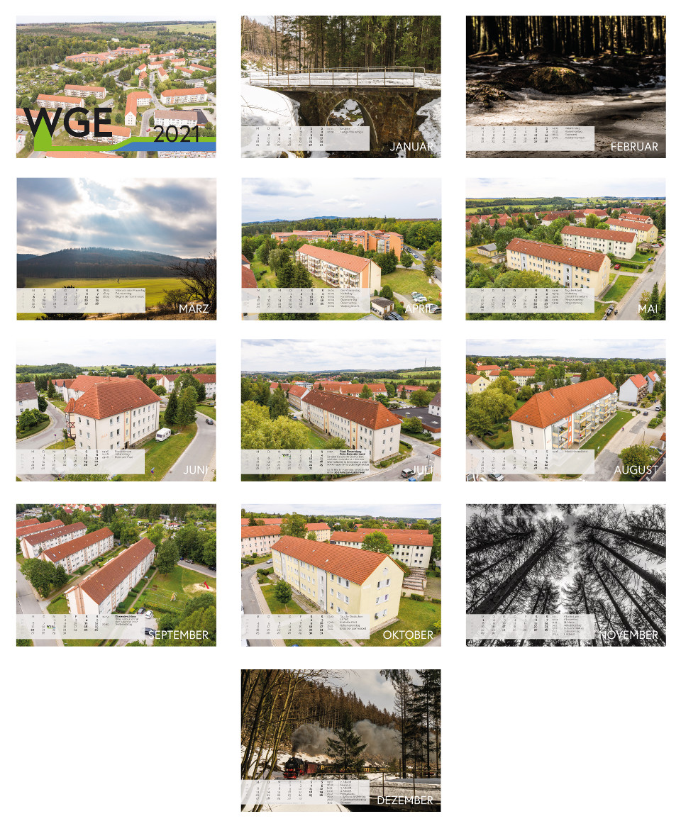 WGE Elbingerode Kalender Grafikdesign Harz